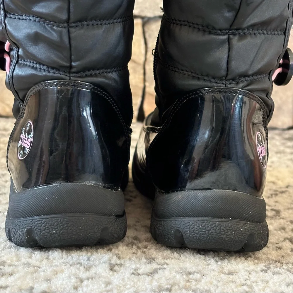 Totes Kids Girl’s Winter Snow Boots Water Proof Black/Pink SZ 3